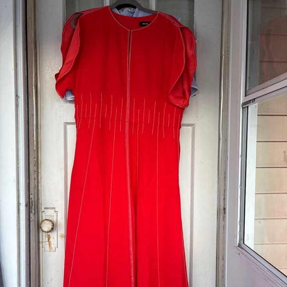 ME+EM NWOTContrast Stitch Midi Cape Sleeve  Dress NWOT - Picture 3 of 8